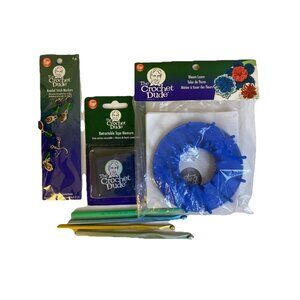 NEW Crochet Dude Bundle With Vtg Crochet Hooks Bloom Loom Stitch Markers Tape